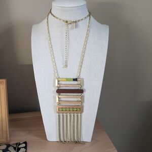 Chico's Goldtone Tribal Chic Statement Pedant Necklace
